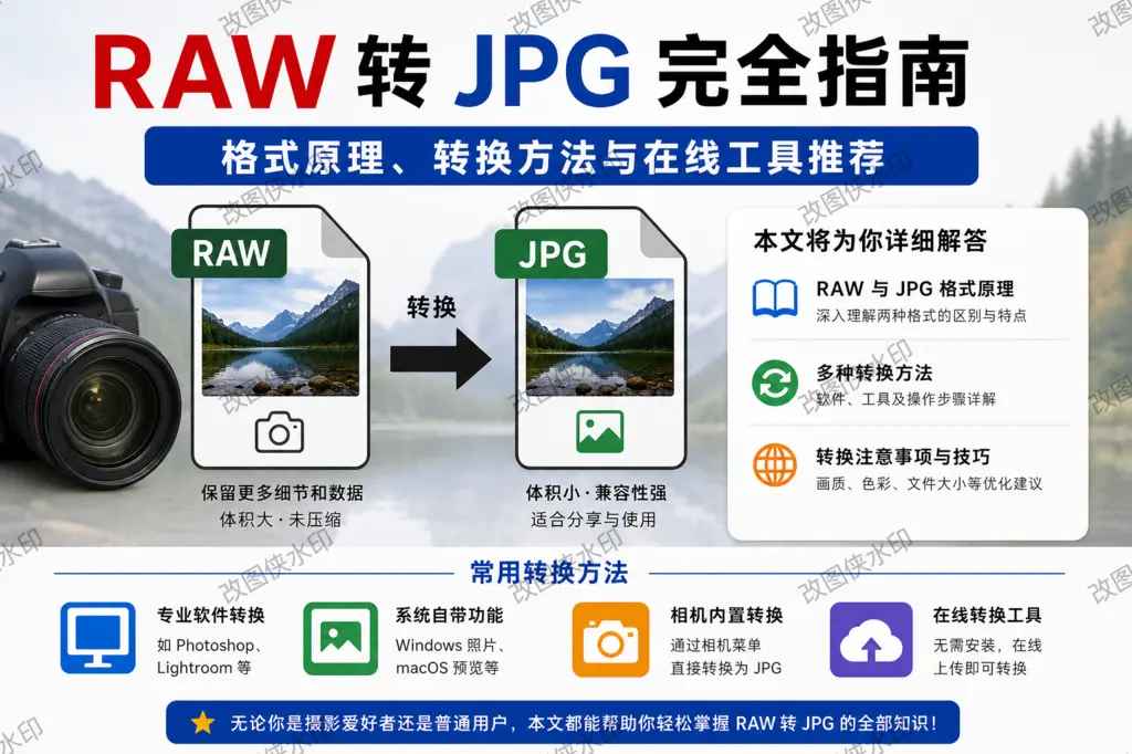 RAW 转 JPG 完全指南：格式原理、转换方法与在线最新工具推荐（2026）