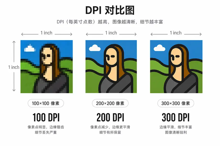 100dpi,200dpi,300dpi在线对比图